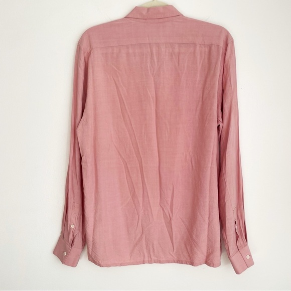 Sandro Oversized button down shirt long sleeve pale pink collared office chic S - Picture 2 of 13